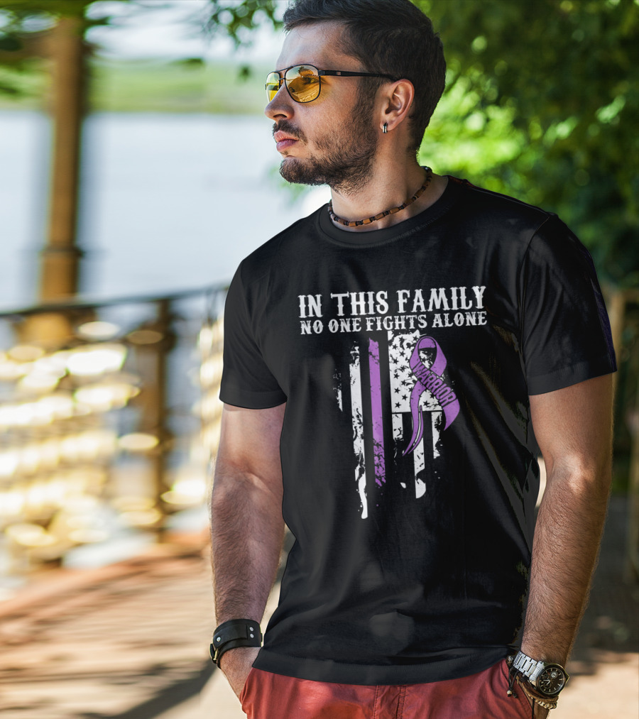In This Family No One Fights Alone Warrior Epilepsy Awareness T-Shirt