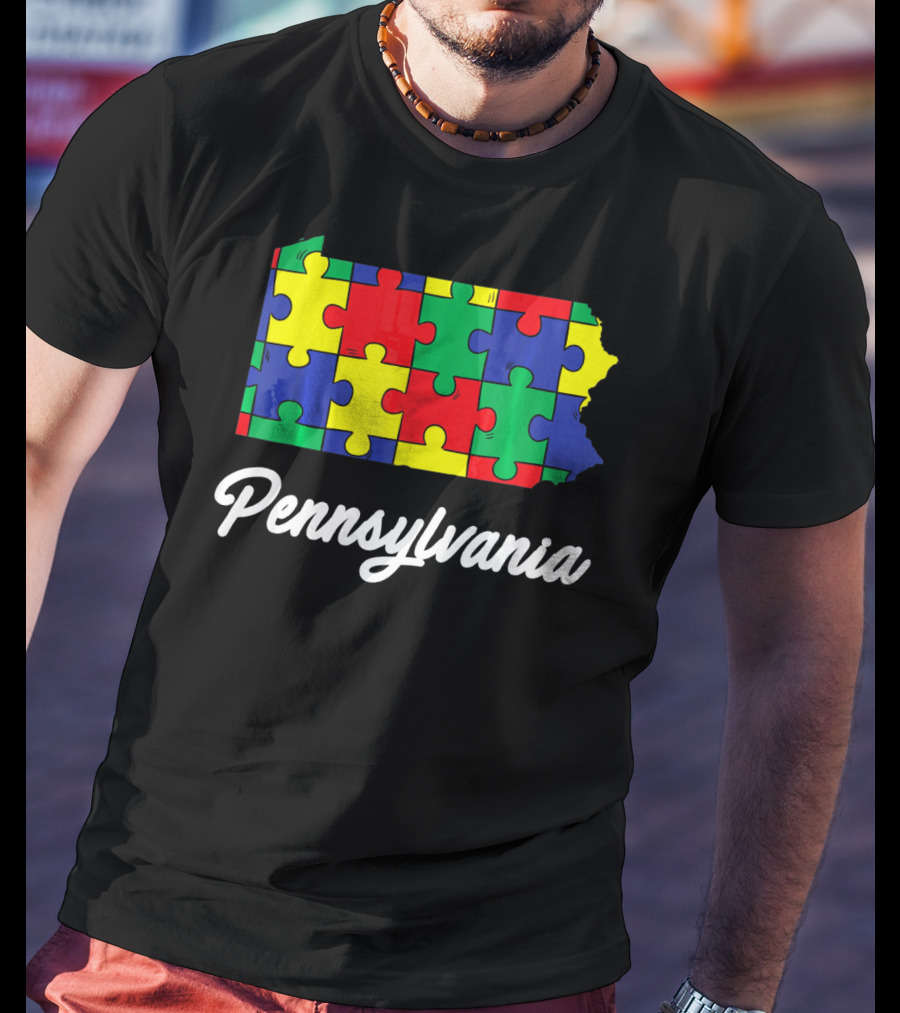 Pennsylvania Autism Puzzle Map Awareness T-Shirt
