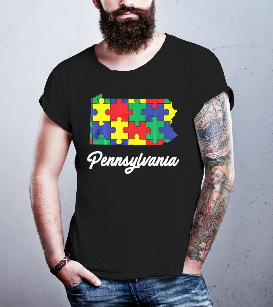Pennsylvania Autism Puzzle Map Awareness T-Shirt