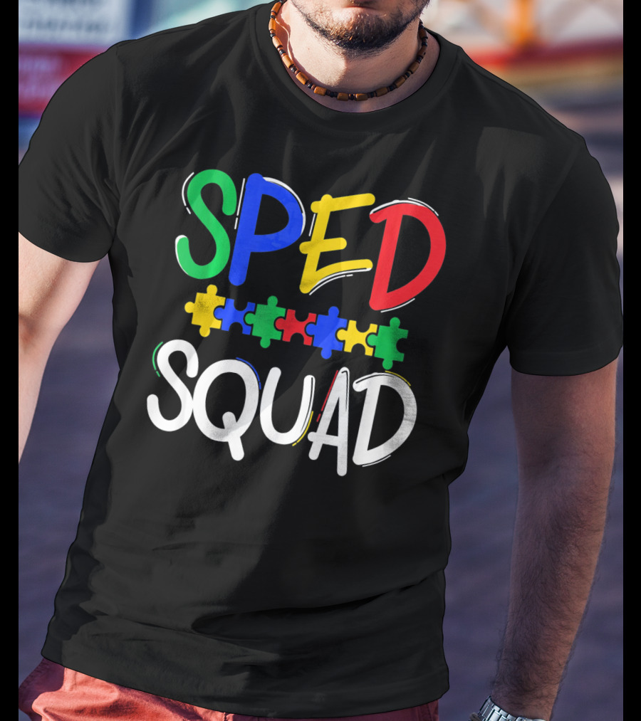 SPED Squad Autism Awareness Puzzle Piece Colors T-Shirt