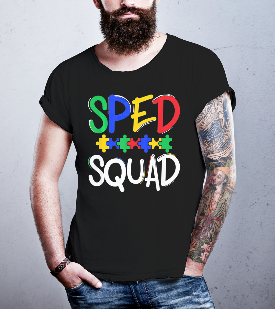 SPED Squad Autism Awareness Puzzle Piece Colors T-Shirt