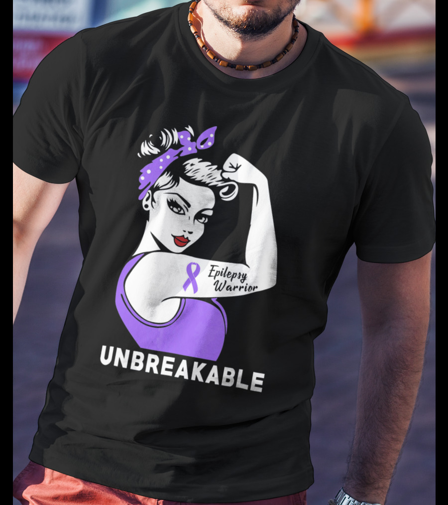 Epilepsy Warrior Unbreakable With Purple T-Shirt
