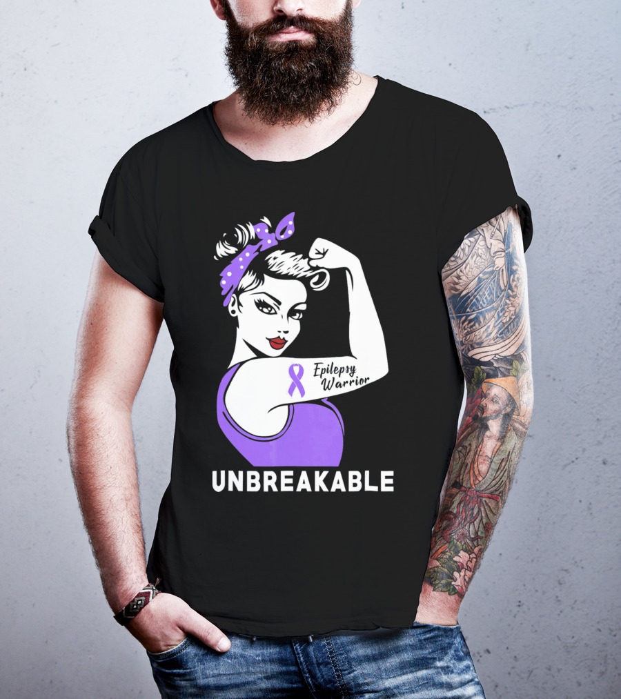 Epilepsy Warrior Unbreakable With Purple T-Shirt