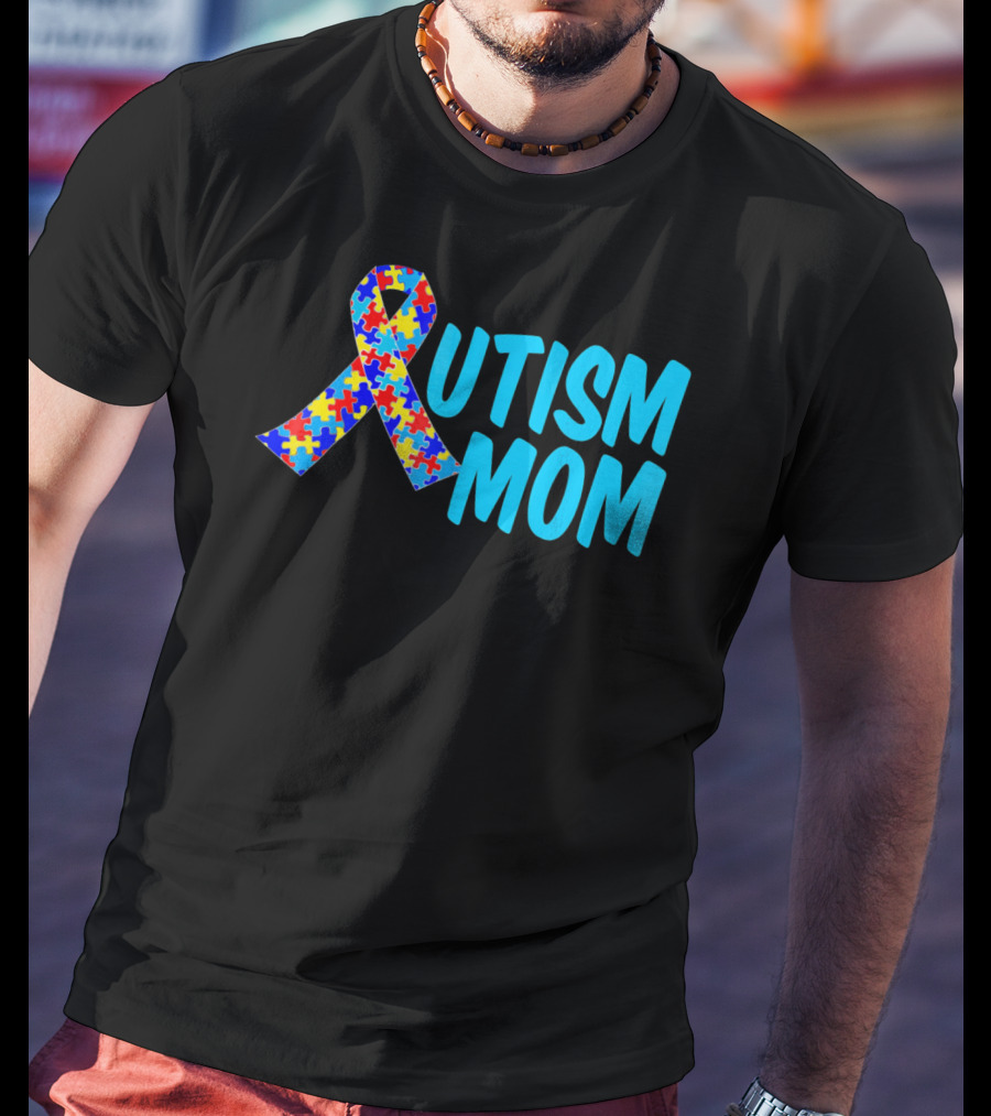 Autism Mom Puzzle Ribbon Awareness T-Shirt