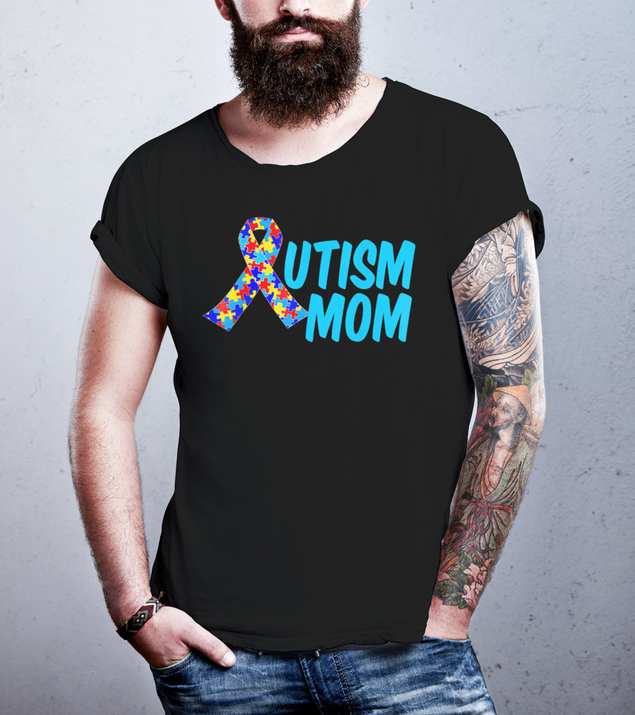 Autism Mom Puzzle Ribbon Awareness T-Shirt