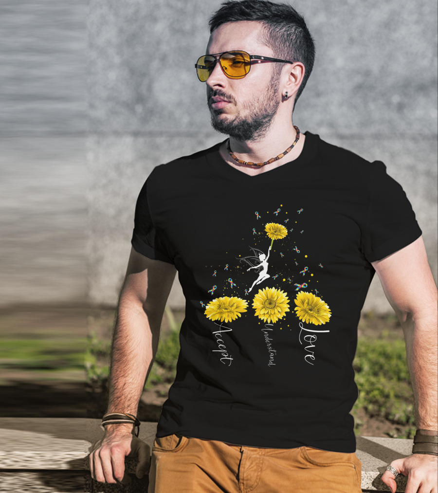 Accept Understand Love Sunflower Autism Awareness Fairy T-Shirt