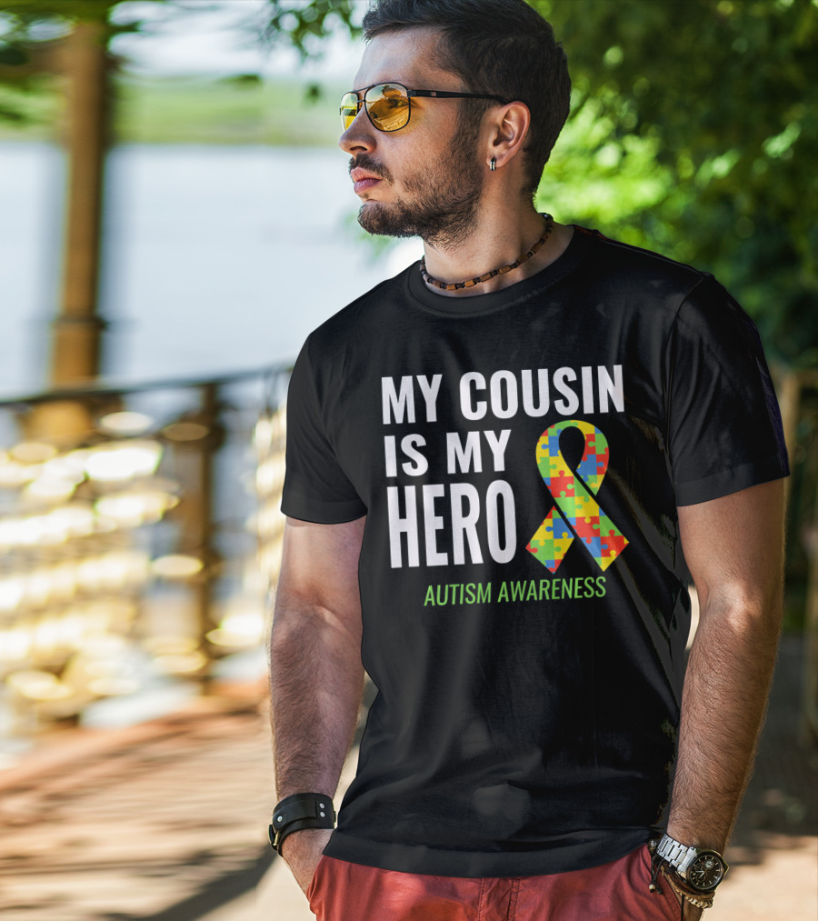My Cousin Is My Hero Autism Awareness Puzzle T-Shirt