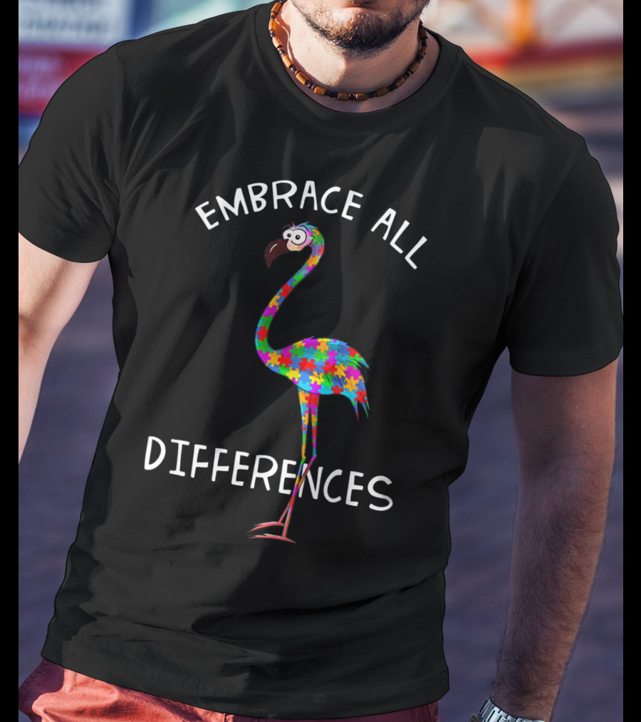 Embrace All Differences Puzzle Flamingo T-Shirt