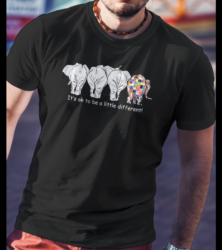 It's Ok To Be A Little Different Autism Colorful Elephant T-Shirt