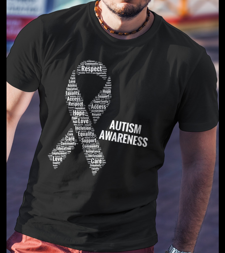Autism Awareness Respect Access Care Support Ribbon Inclusion Equality Community T-Shirt