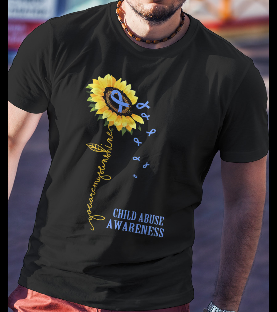 Youaremysunshine Child Abuse Awareness Sunflower Blue T-Shirt
