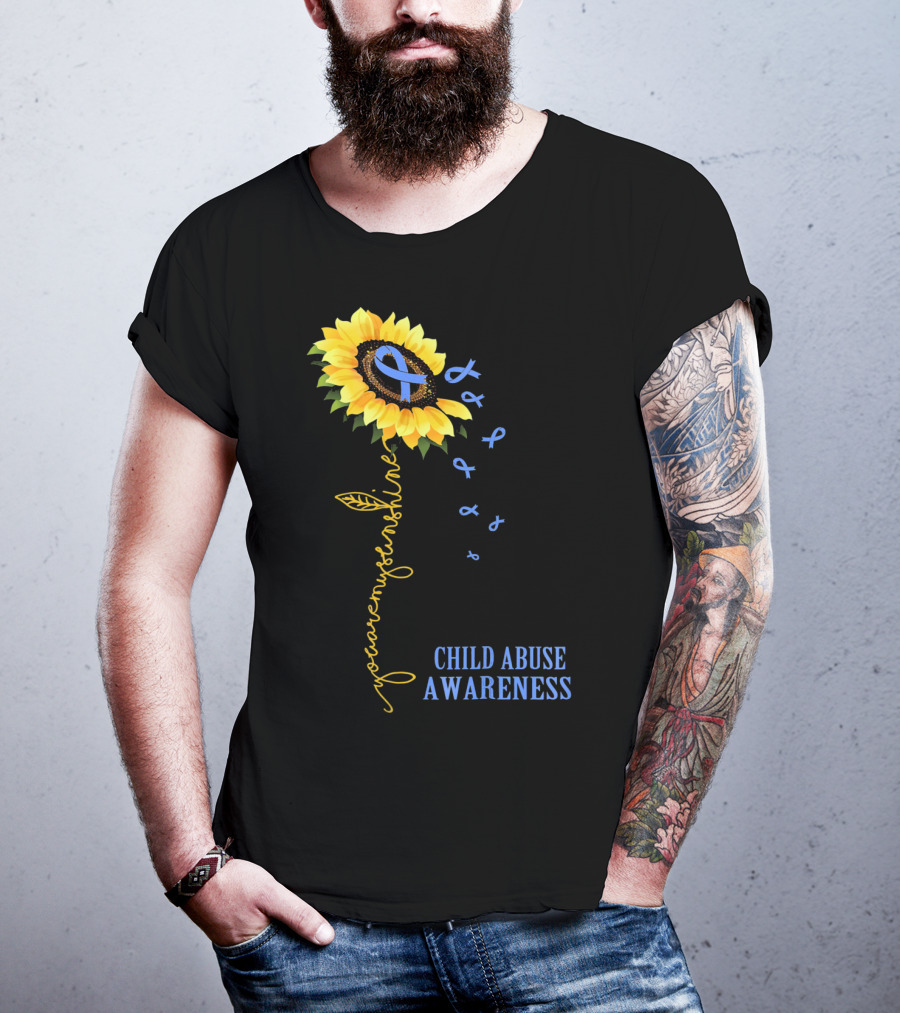 Youaremysunshine Child Abuse Awareness Sunflower Blue T-Shirt