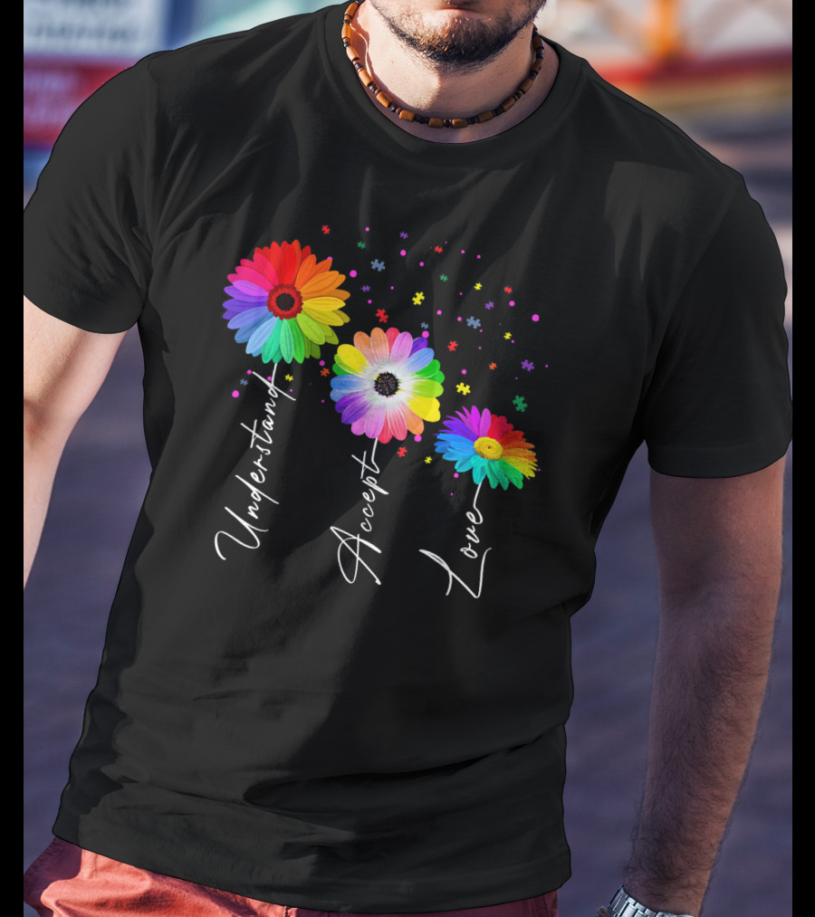 Autism Awareness Daisy Flower Accept Understand Love T-Shirt