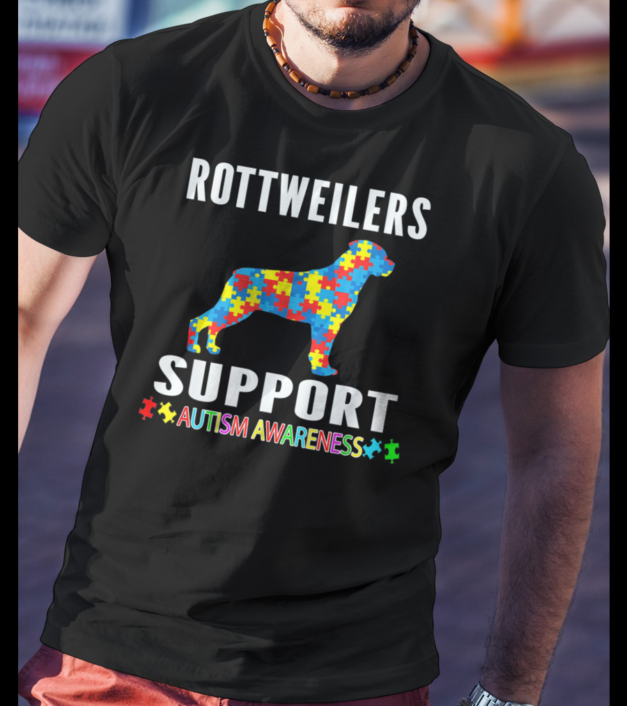 Rottweilers Support Autism Awareness Puzzle Piece T-Shirt