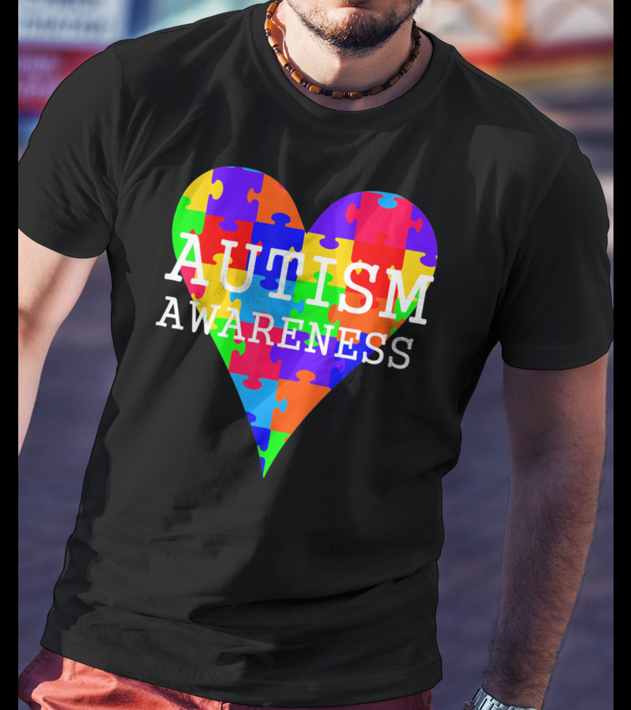 Autism Awareness Puzzle Heart Rainbow T-Shirt