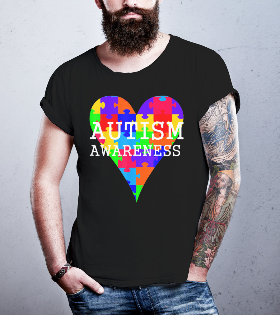 Autism Awareness Puzzle Heart Rainbow T-Shirt