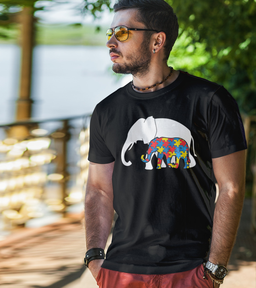 Autism Awareness Puzzle Elephant T-Shirt