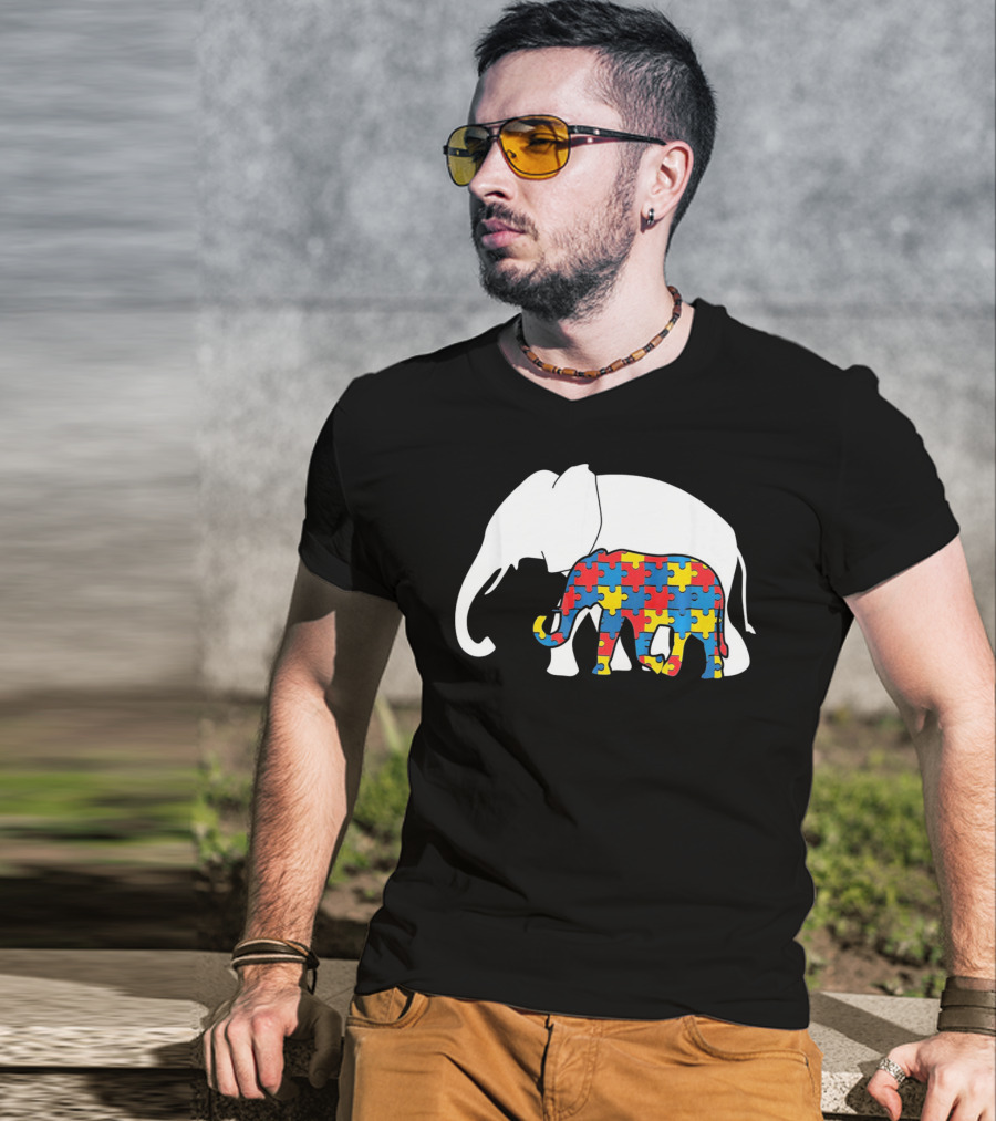 Autism Awareness Puzzle Elephant T-Shirt