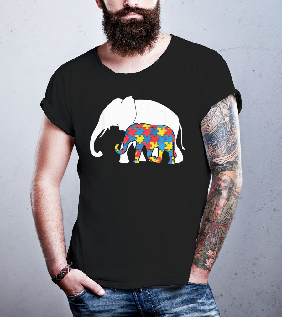 Autism Awareness Puzzle Elephant T-Shirt