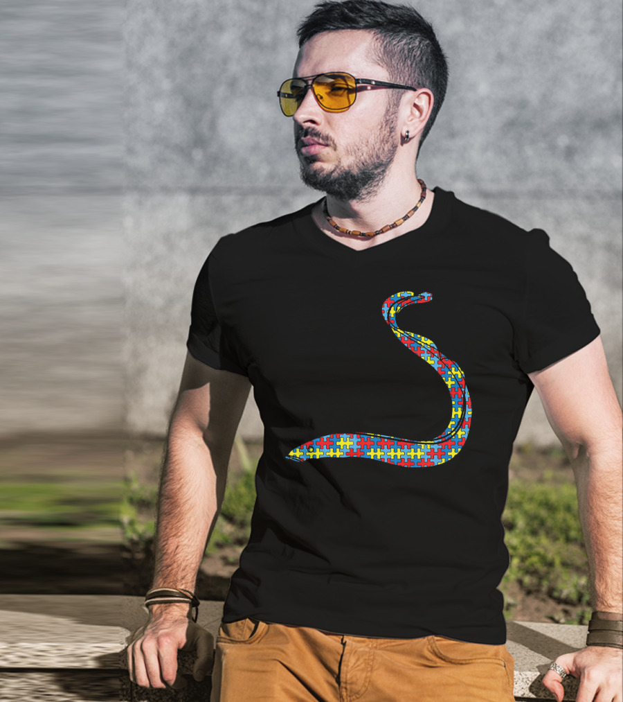 Eel Autism Awareness Kids Carp Fish Puzzle Piece T-Shirt