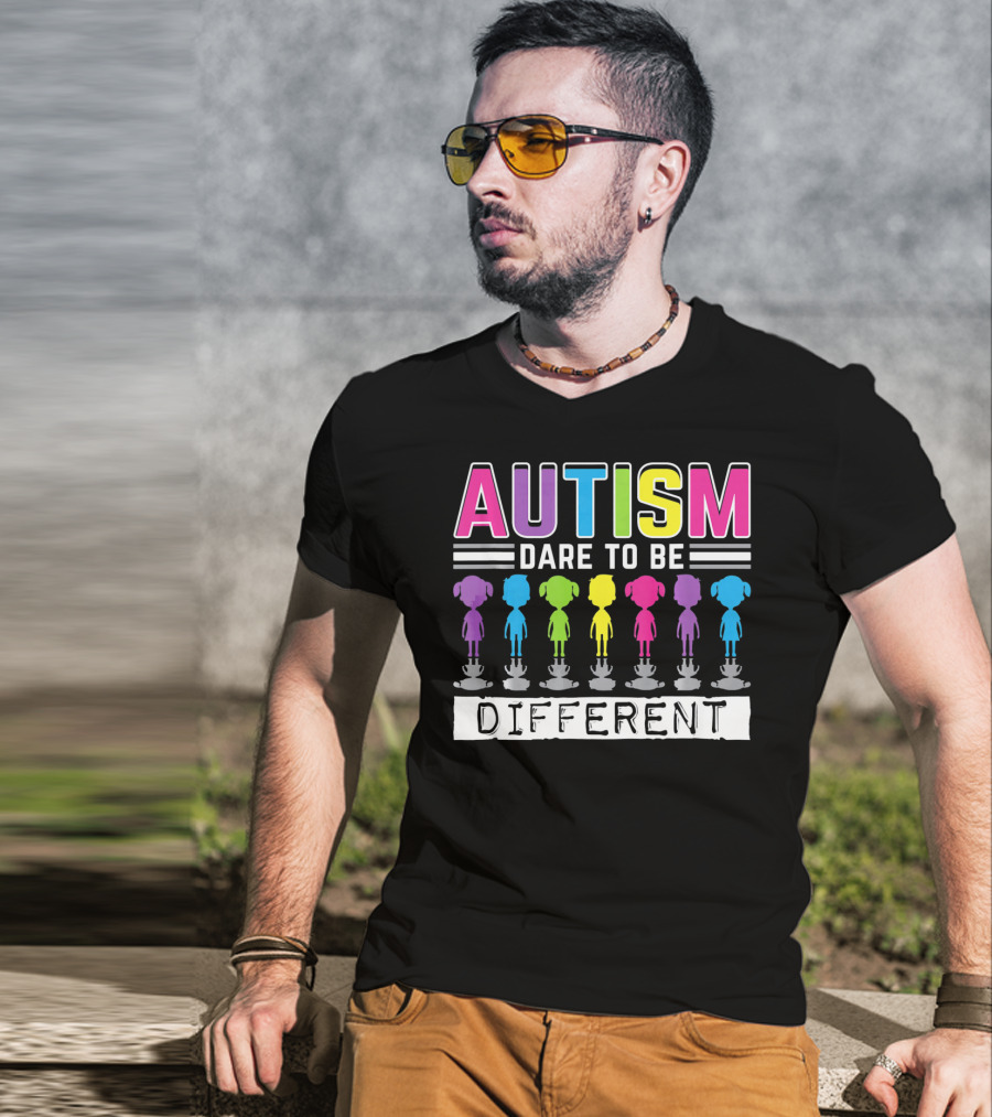 Autism Dare To Be Different Colorful Figures T-Shirt