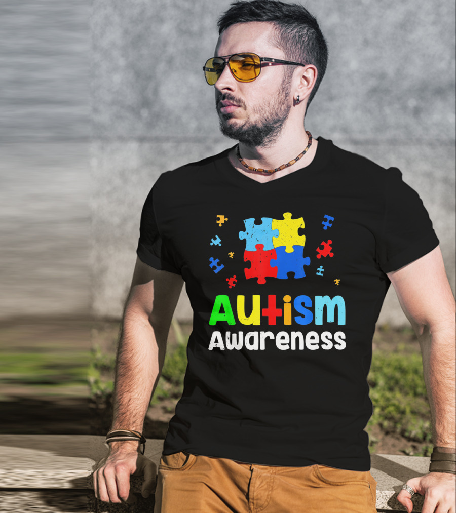 Autism Awareness Puzzle Pieces Heart Aut T-Shirt