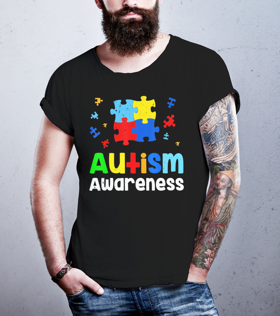 Autism Awareness Puzzle Pieces Heart Aut T-Shirt