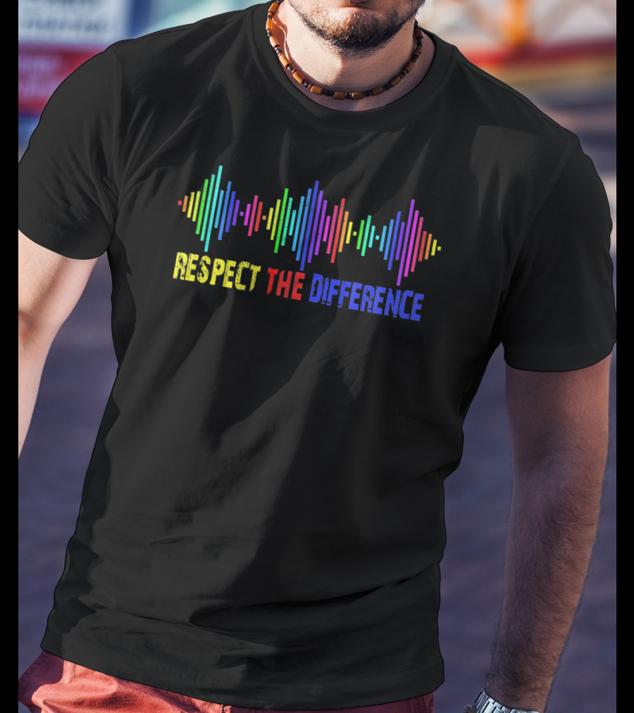 Respect The Difference Autism Awareness Colorful Soundwave T-Shirt