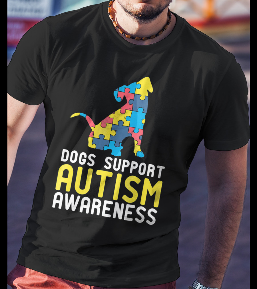 Dogs Support Autism Awareness Novelty Autism Dog Lover Awareness T-Shirt