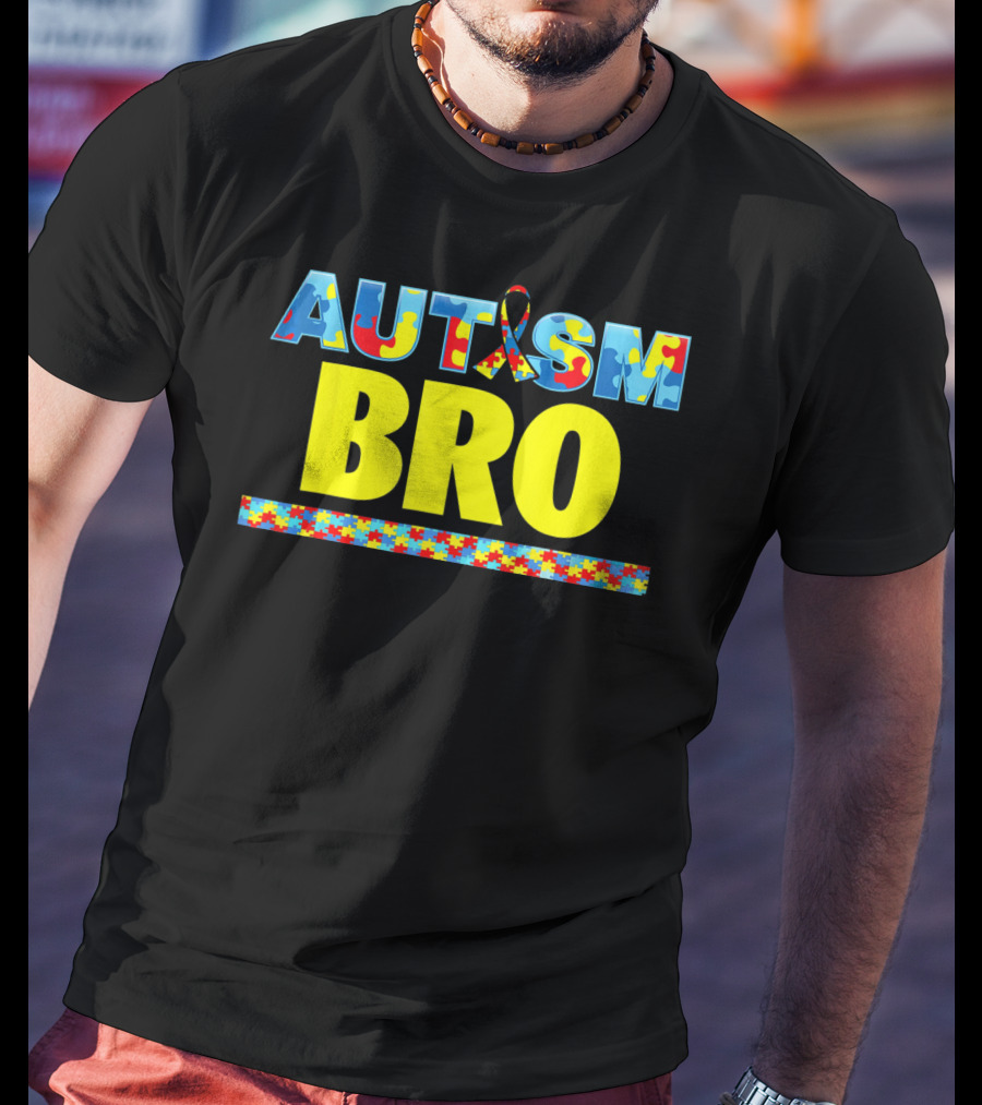 Autism Puzzle Ribbon Bro Brother Awareness Support T-Shirt