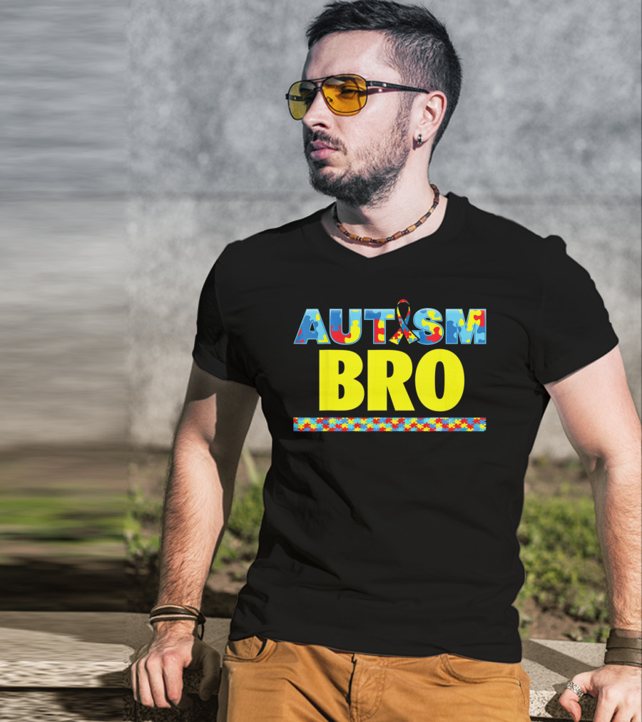 Autism Puzzle Ribbon Bro Brother Awareness Support T-Shirt