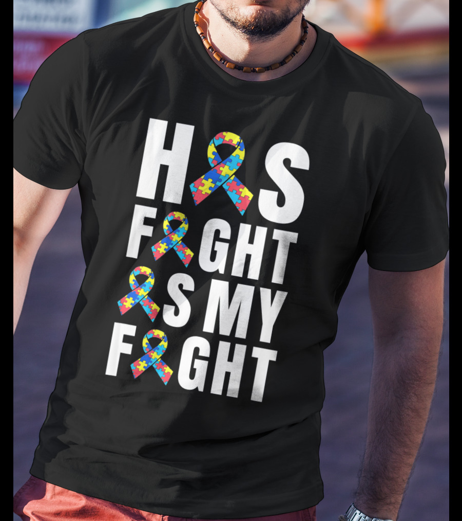 His Fight Is My Fight Autism Awareness Puzzle T-Shirt