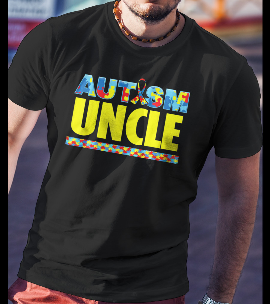 Autism Uncle Puzzle Ribbon Awareness Support T-Shirt