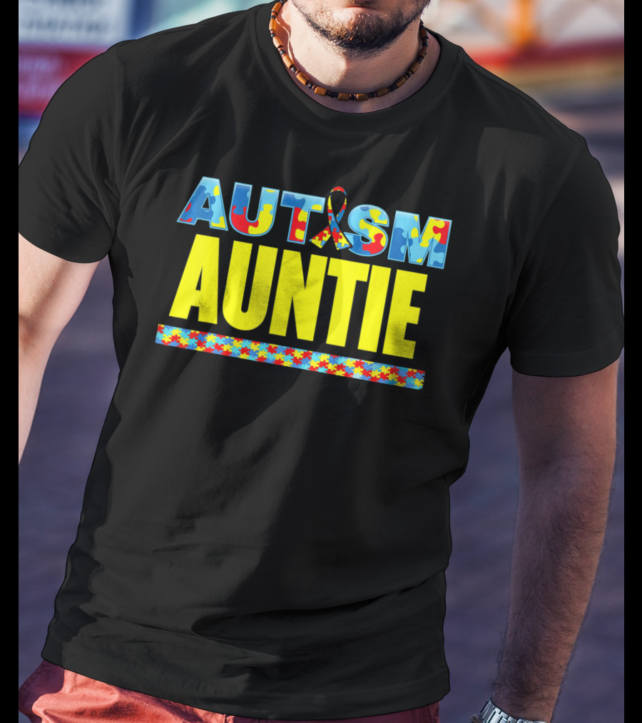 Autism Auntie Puzzle Ribbon Awareness Support T-Shirt
