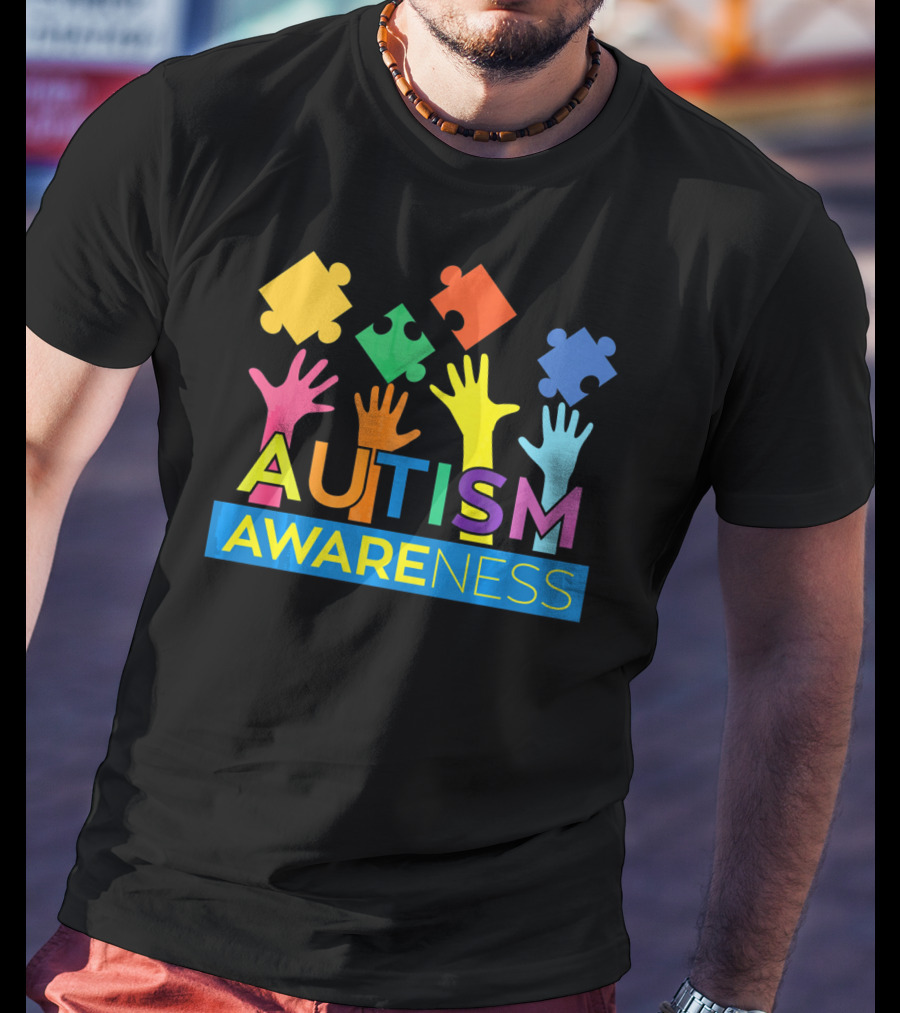 Autism Awareness Colorful Puzzle Hands T-Shirt