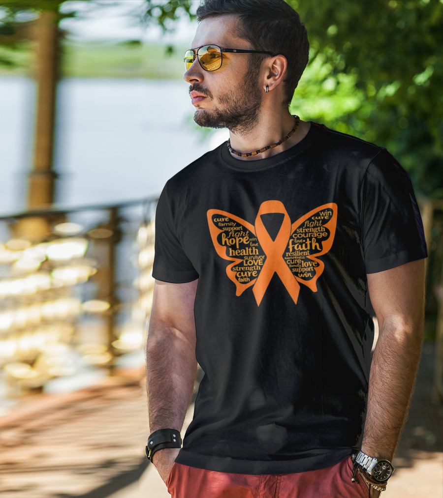 Leukemia Awareness Hope Faith Strength Butterfly T-Shirt