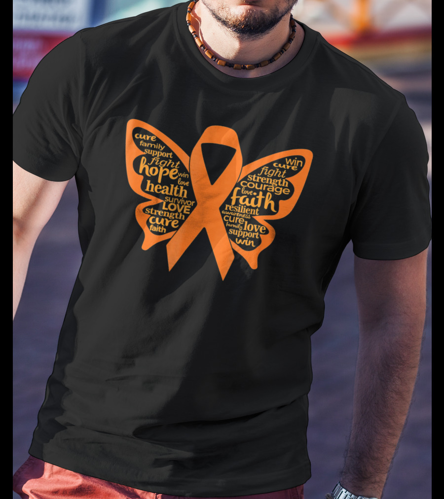 Leukemia Awareness Hope Faith Strength Butterfly T-Shirt