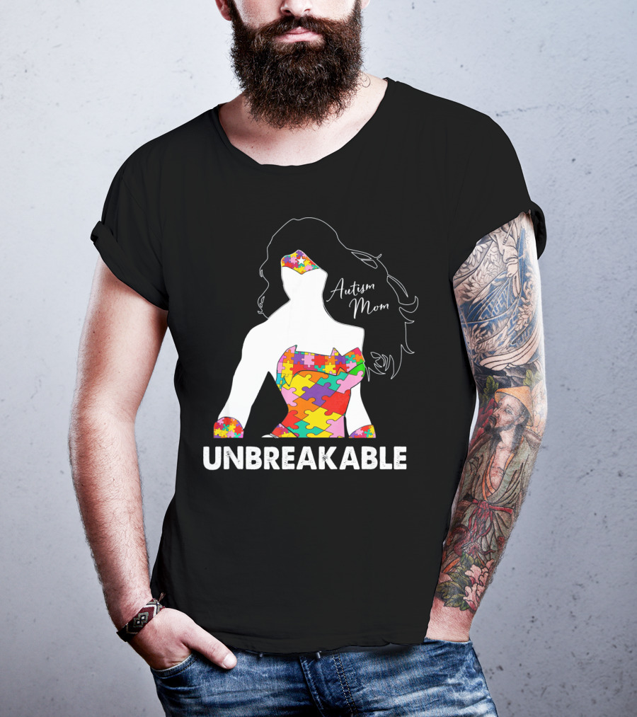 Autism Mom Unbreakable Puzzle Piece Empowerment T-Shirt