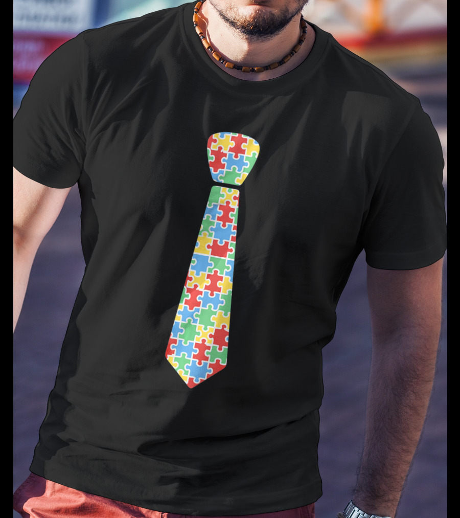 Autism Awareness Puzzle Piece Necktie T-Shirt