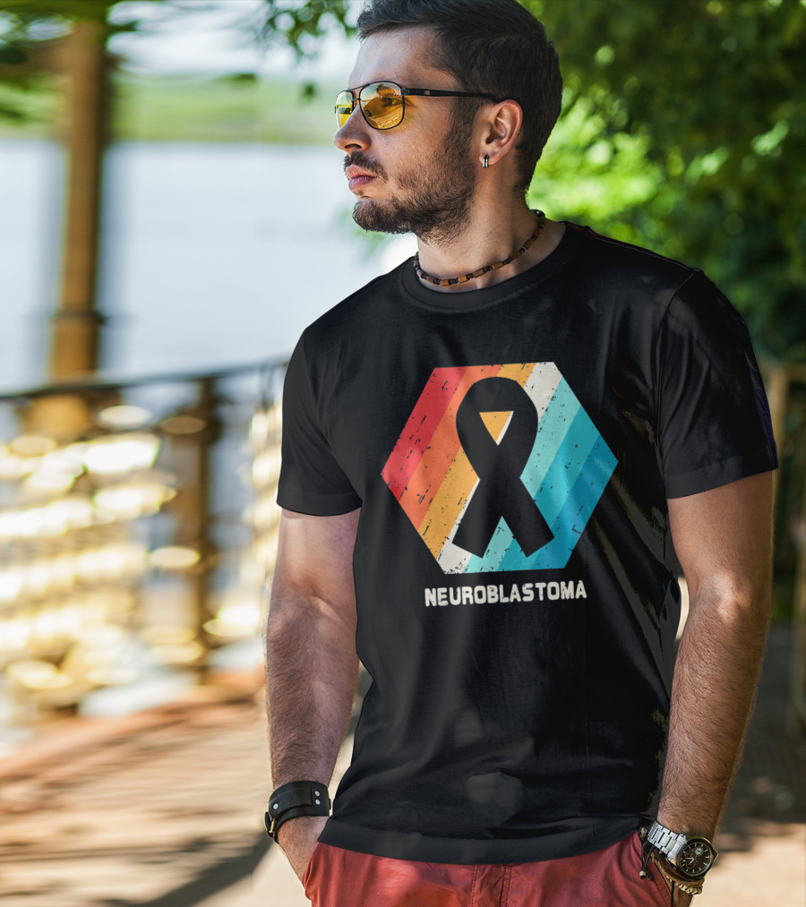 Neuroblastoma Awareness Ribbon Retro Hexagon T-Shirt