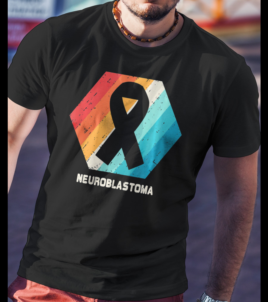 Neuroblastoma Awareness Ribbon Retro Hexagon T-Shirt