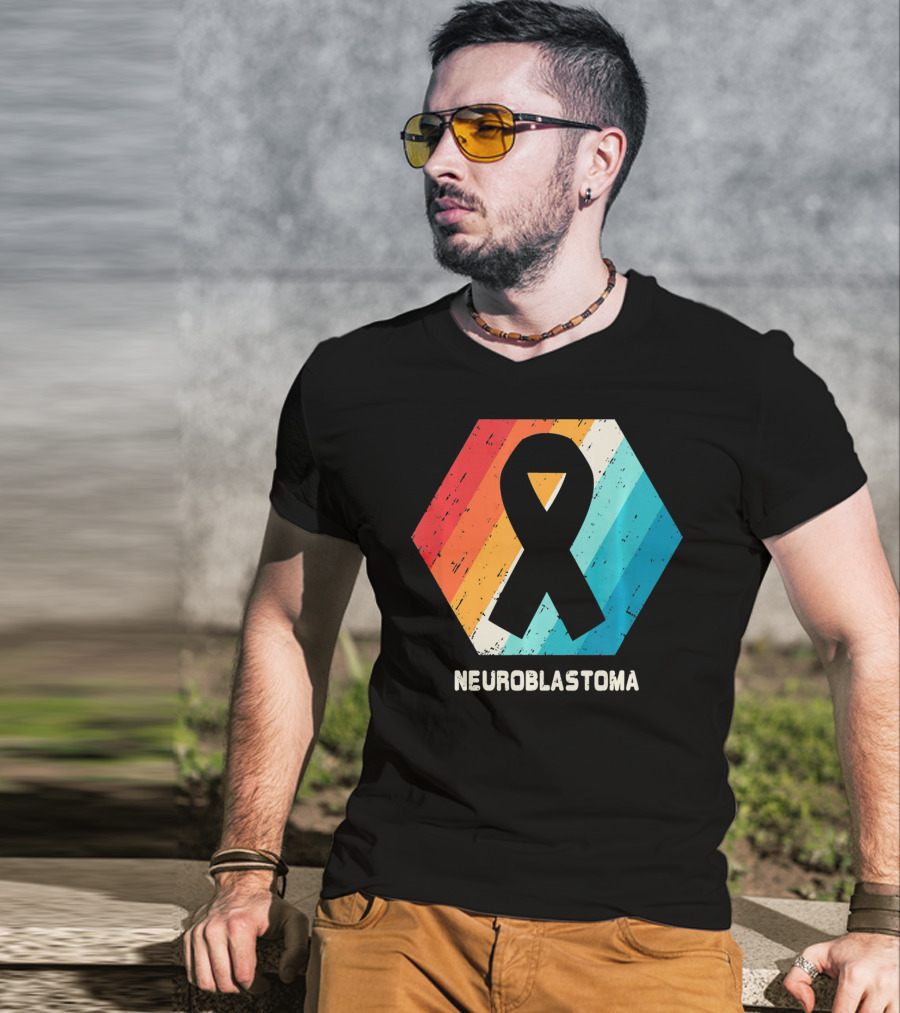 Neuroblastoma Awareness Ribbon Retro Hexagon T-Shirt