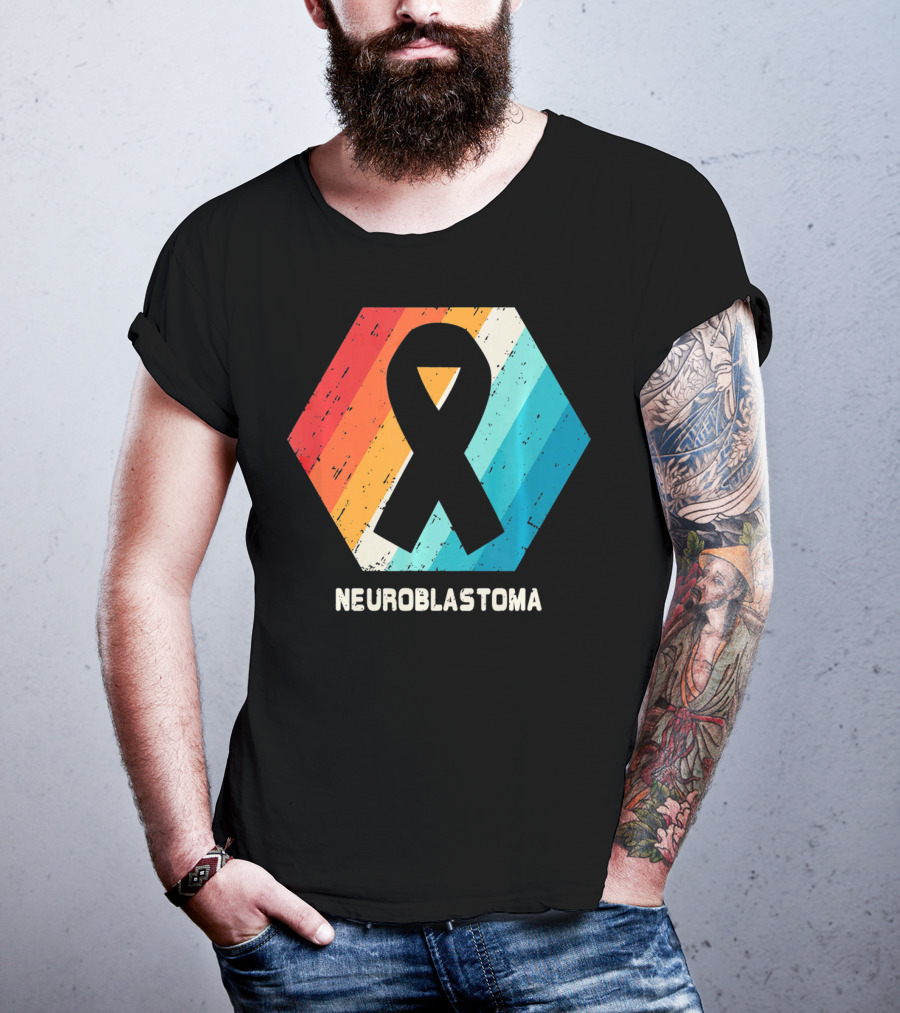 Neuroblastoma Awareness Ribbon Retro Hexagon T-Shirt