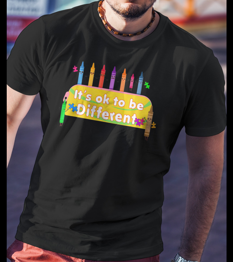 It's Ok To Be Different Crayons Back To School Autism Awareness T-Shirt
