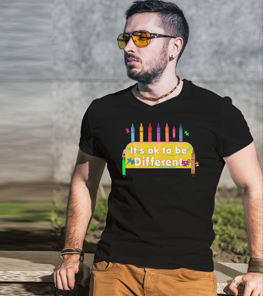 It's Ok To Be Different Crayons Back To School Autism Awareness T-Shirt