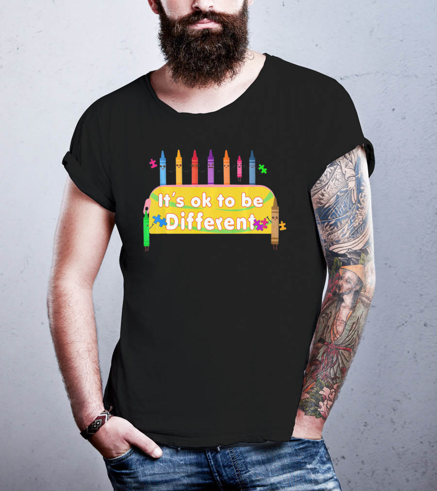 It's Ok To Be Different Crayons Back To School Autism Awareness T-Shirt