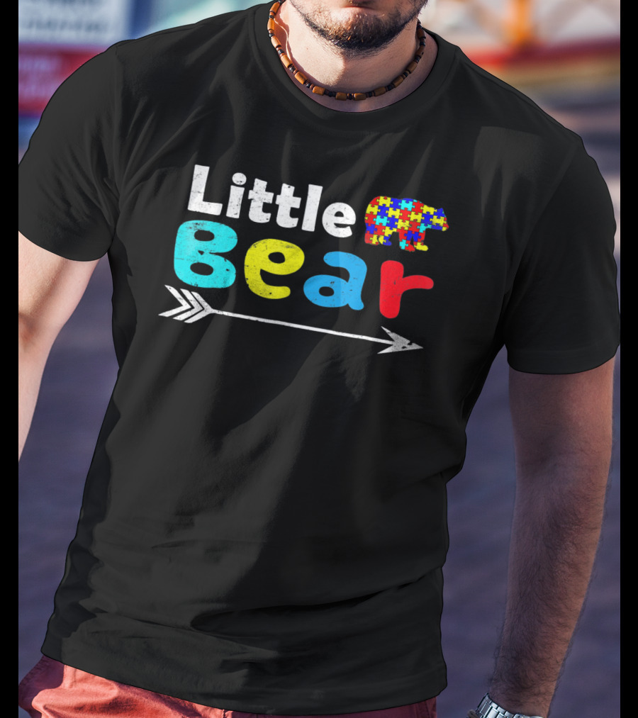 Little Bear Autism Awareness Puzzle Pattern Arrow T-Shirt