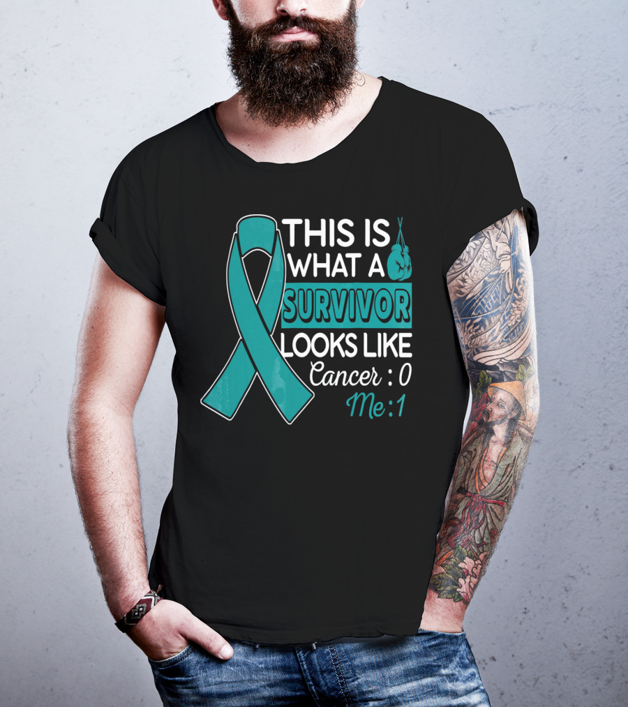 This Is What A Survivor Looks Like Cancer 0 Me 1 T-Shirt