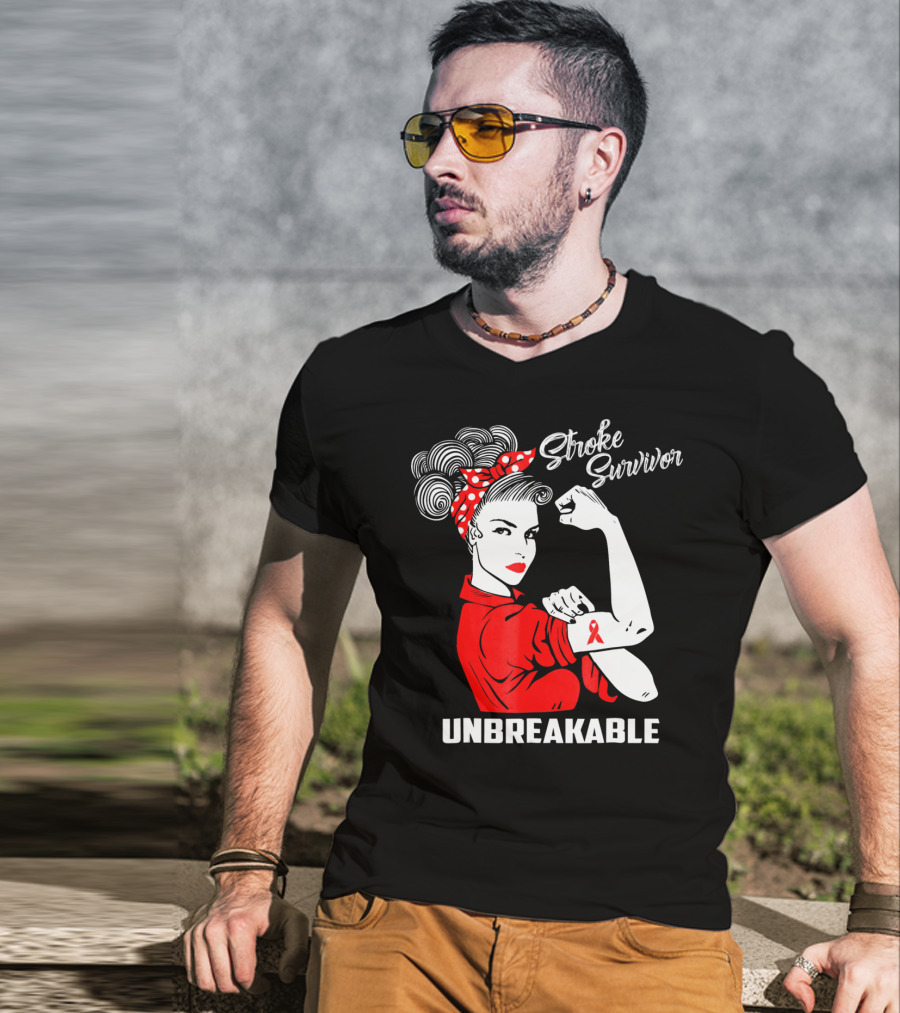 Stroke Survivor Unbreakable Rosie The Riveter T-Shirt