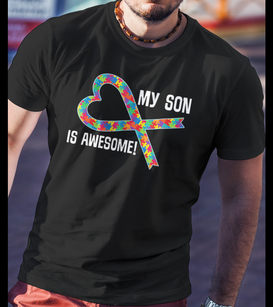 My Son Is Awesome Autism Awareness Puzzle T-Shirt